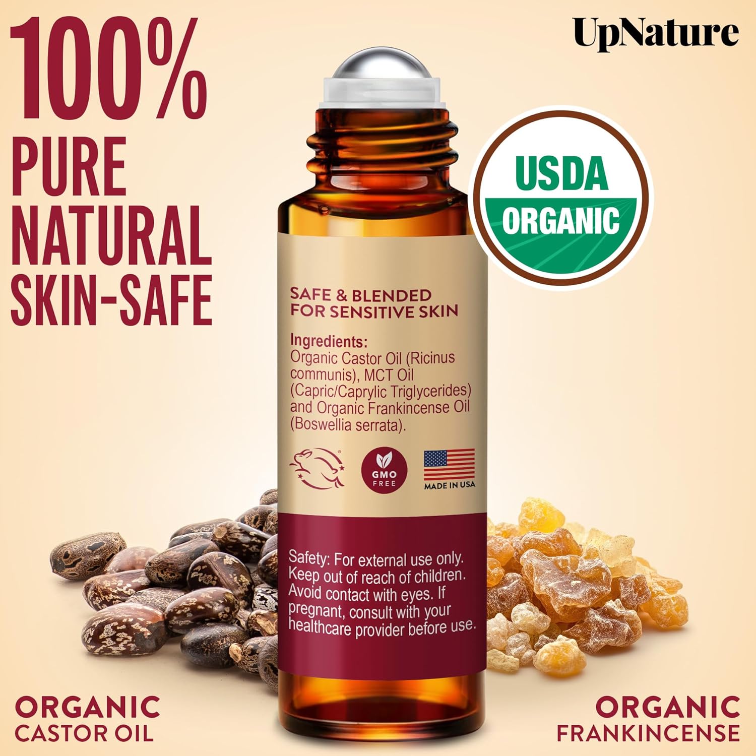 UpNature Beauty Castor Oil Roll On Eye Roller - 100% Organic Frankincense and Castor Oil for Face, Dark Circles, Fine Lines, Under Eyes and Skin - Image 7