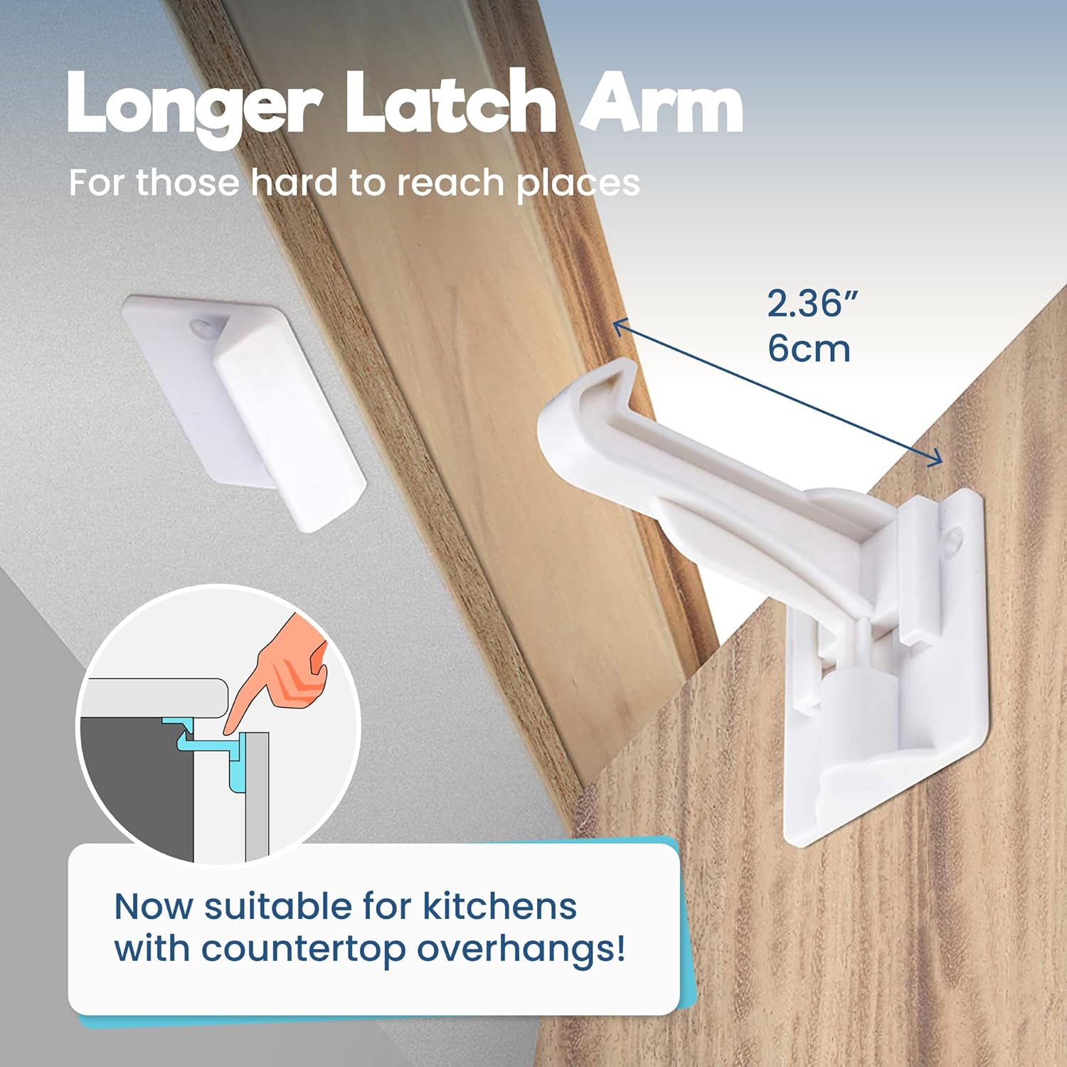 Upgraded Invisible Baby Proofing Cabinet Latch Locks (10 Pack) - No Drilling or Tools Required for Installation, Works with Most Cabinets and Drawers, Works with Countertop Overhangs, Highly Secure - Image 3