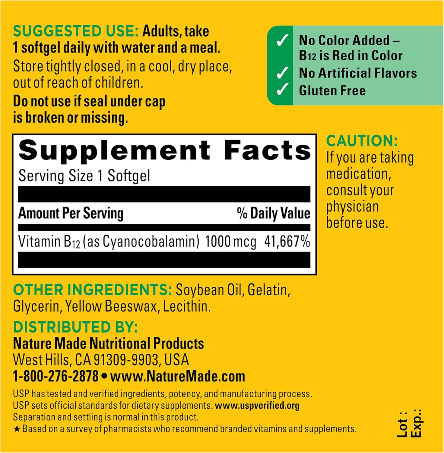 Nature Made Vitamin B12 1000 mcg, Dietary Supplement for Energy Metabolism Support, B12 Vitamins 1000 mcg, 150 Softgels, 150 Day Supply - Image 7