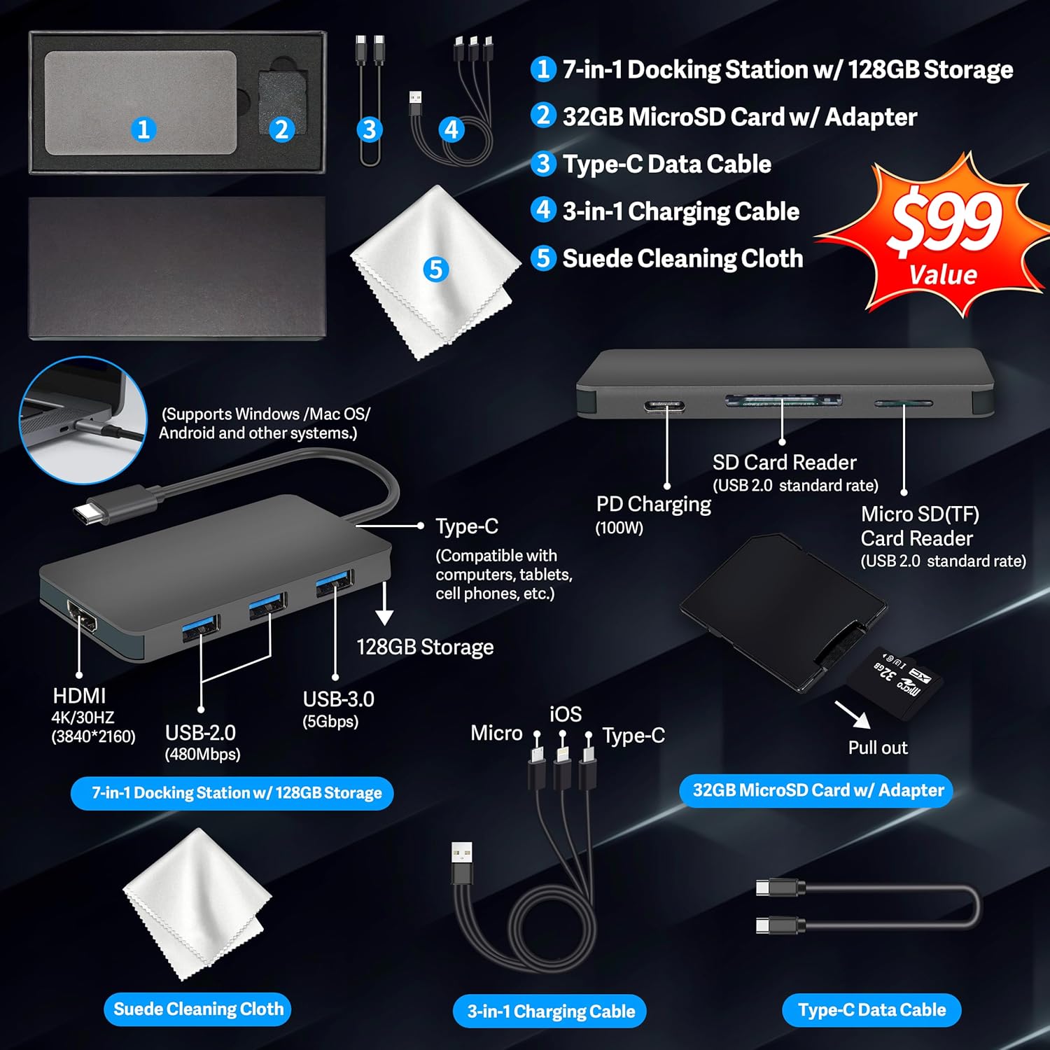 HP Stream 14" HD BrightView Laptop, Intel Celeron N150, 16GB RAM, 288GB Storage (128GB UFS + 160GB Docking Station Set), Intel UHD Graphics, 720p Webcam, Wi-Fi, 1 Year Office 365, Win 11 S, Gold - Image 2