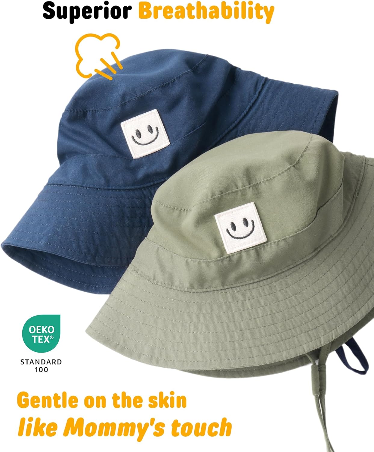 FURTALK Baby Sun Hat Smile Face Toddler Boys Girls Bucket Hat 0-5 Years Kids UPF 50+ Sun Protection Summer Hats - Image 9