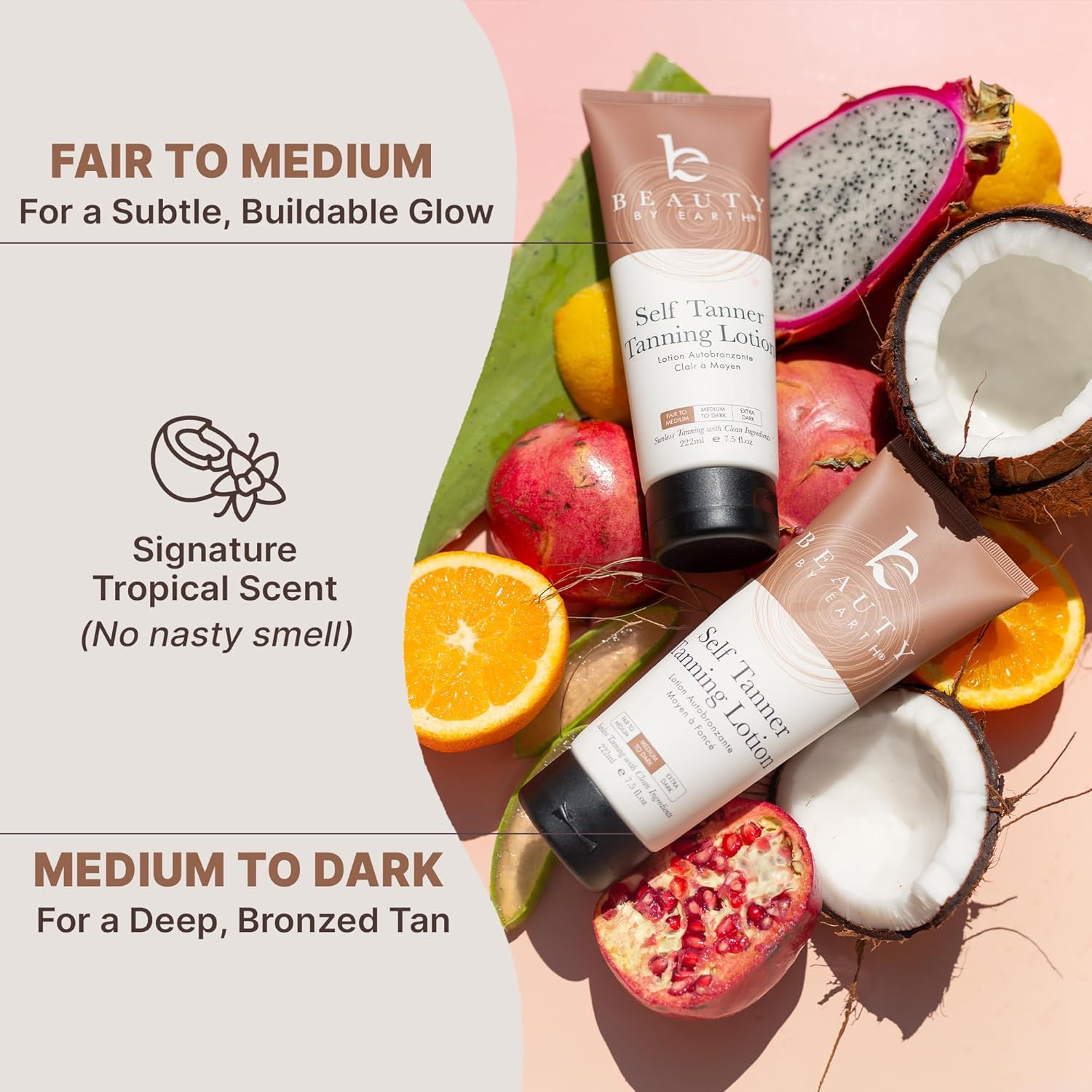 Beauty by Earth Self Tanner - USA Made with Natural & Organic Ingredients, Moisturizing Self Tanning Lotion with Aloe Vera & Coconut for a Natural Glow, Streak-Free Fake Tan, Medium to Dark - Image 8