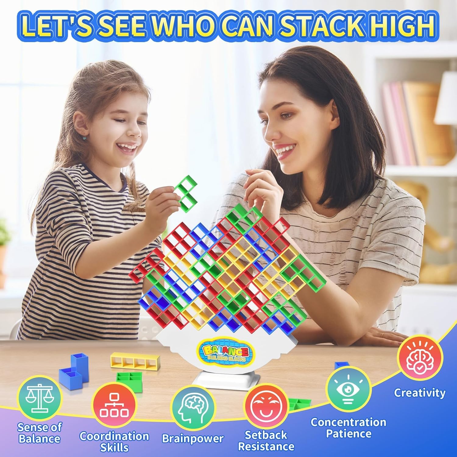 Ziogogco 48 Pcs Game Gifts, Balance Stacking Blocks Game,Perfect for Family, Parties, Travel,Boys Girls Gifts,Novelty Toy Gift for Kids or Friends - Image 3