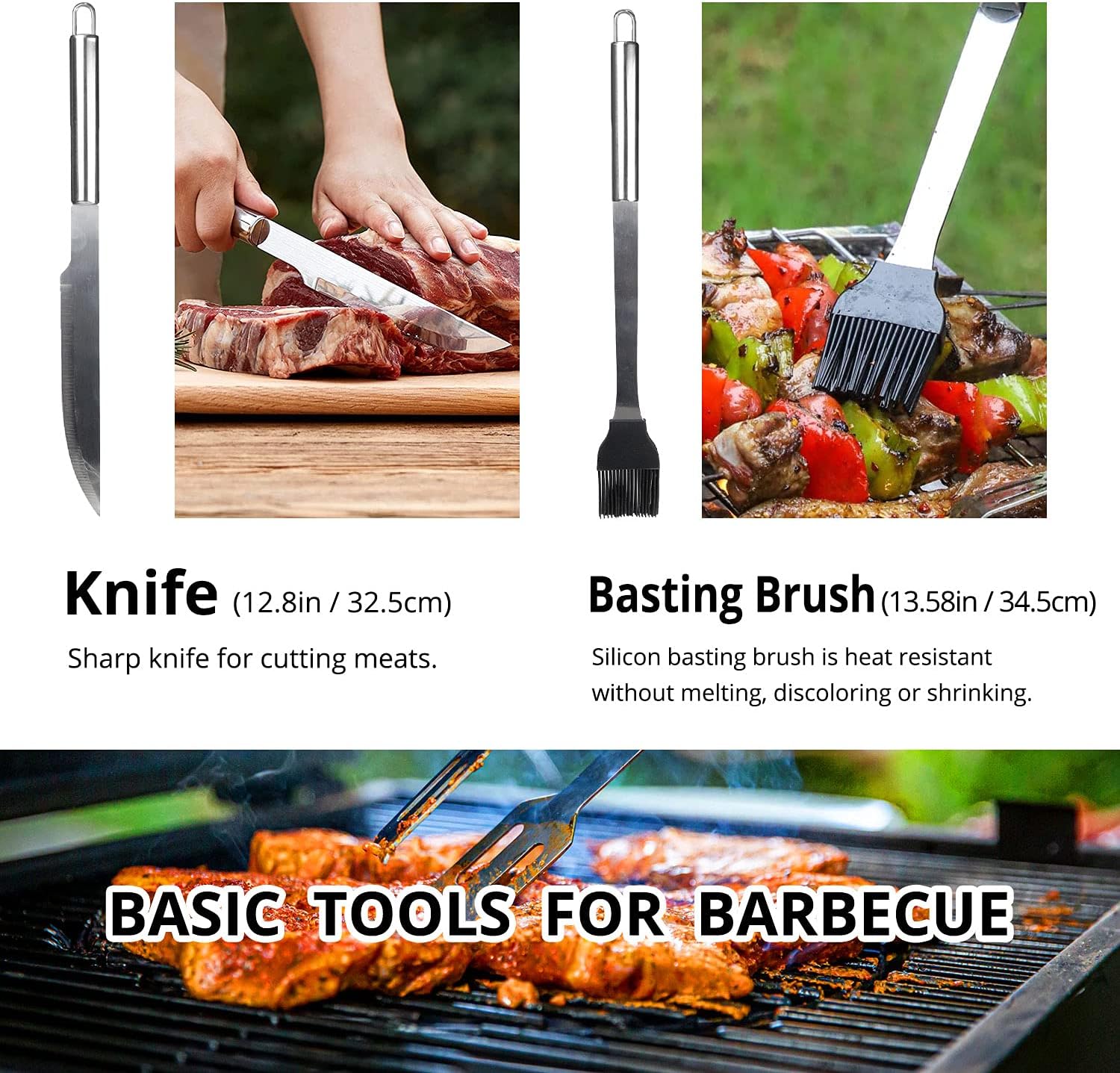 BBQ Utensil Set Stainless Steel Professional Barbecue Accessories Grill Tool with Bag Easy to Carry - Image 4