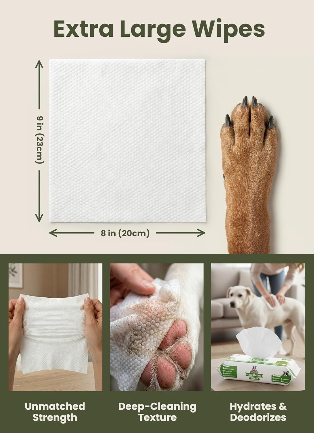 Pogi’s Dog Grooming Wipes – Hypoallergenic Pet Wipes for Paws, Body & Butt – Cleaning & Hydrating, Fragrance Free, 400-Count - Image 5