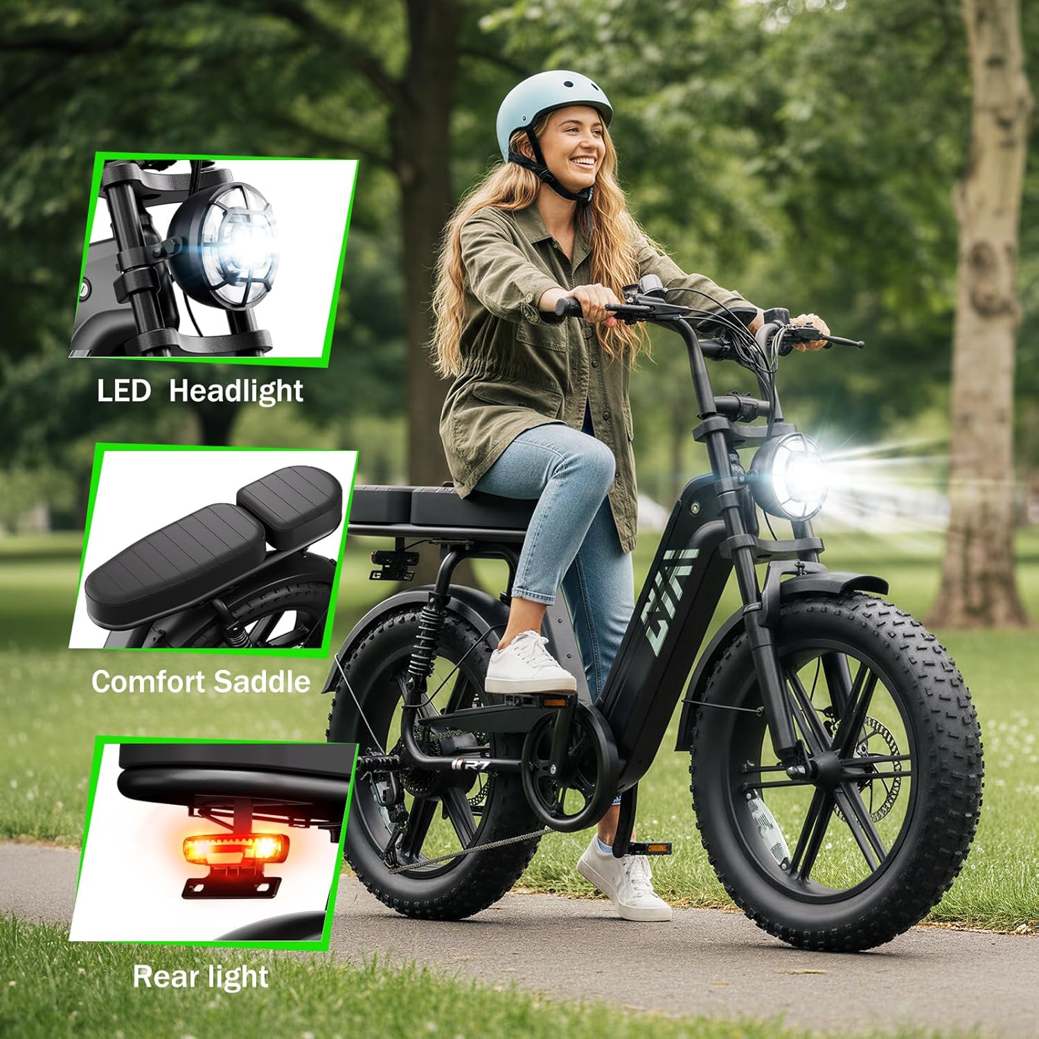 TST Electric Bike for Adults 1500W Peak 20" Fat Tire All-Terrain E-Bike 60 Miles 28MPH Electric Dirt Bike for Road Sand Mountain Snow - 48V 15AH Battery Powered Electric Motorcycle for Adventure - Image 8