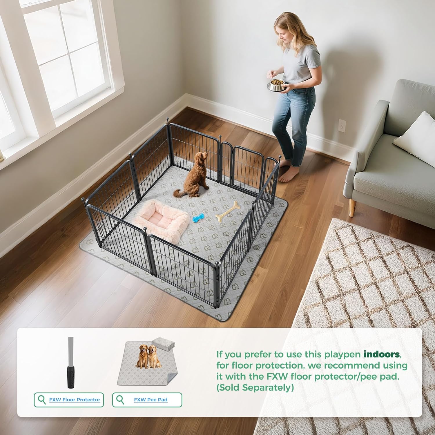 FXW Rollick Unleashed Dog Playpen for Indoor, Yard, RV Camping, 24 inch 8 Panels for Small and Puppy Dogs, Black│Patented - Image 2