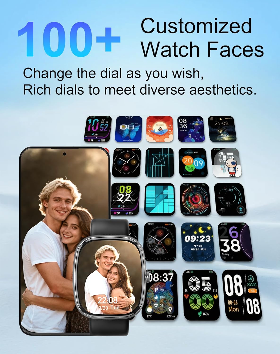 Smart Watch for Women Men, 1.85" HD Fitness Watch with 120 Sports Modes, 5.3 Bluetooth Call, 250+ Custom Dials, Heart Rate/Sleep Monitor Fitness Tracker, IP68 Waterproof Smartwatch for Android iOS - Image 5