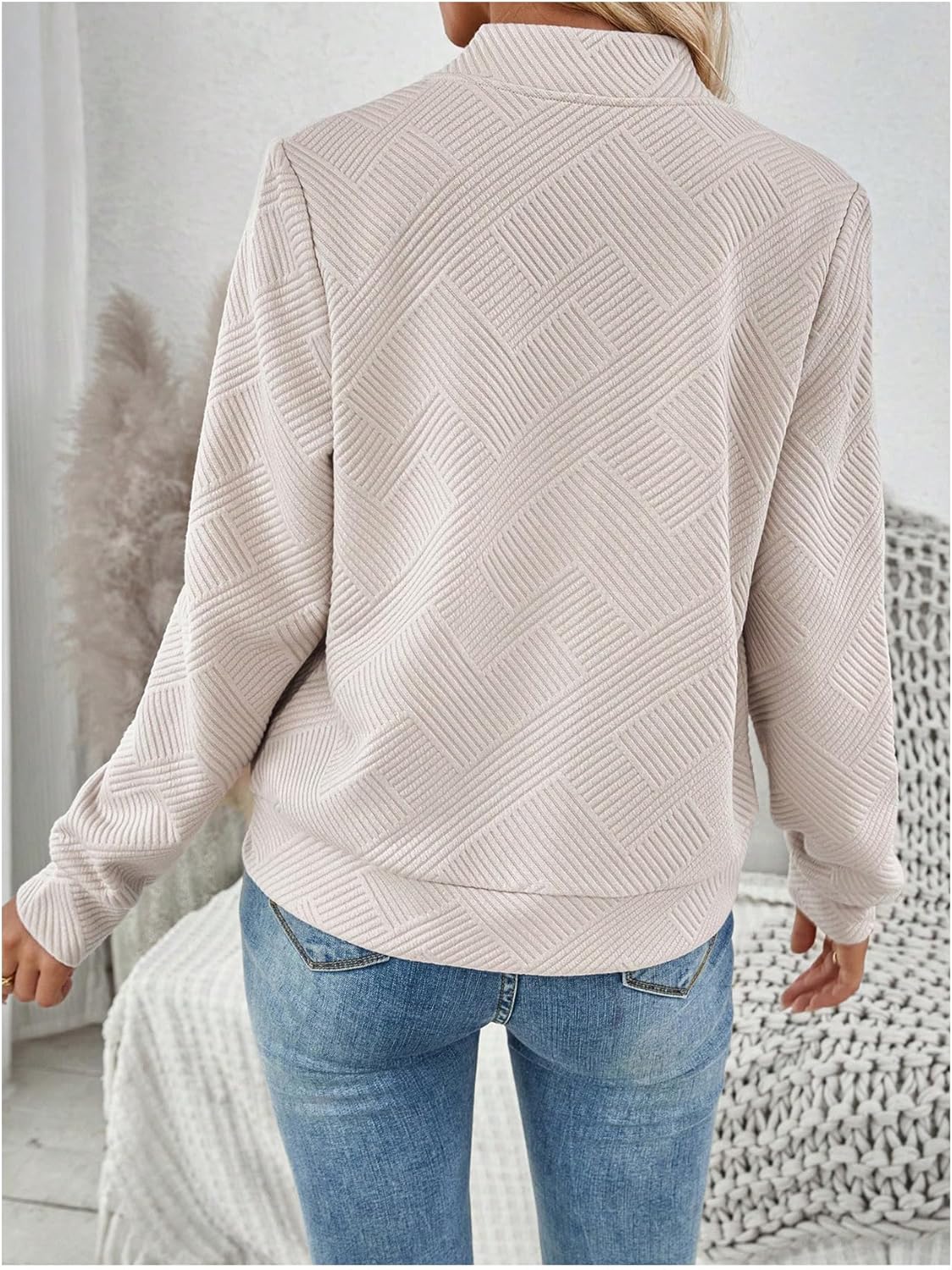 Verdusa Women's Zip Up Bomber Jacket Casual Long Sleeve Textured Lightweight Coat Business Casual Outfits Spring Fall Clothes - Image 2