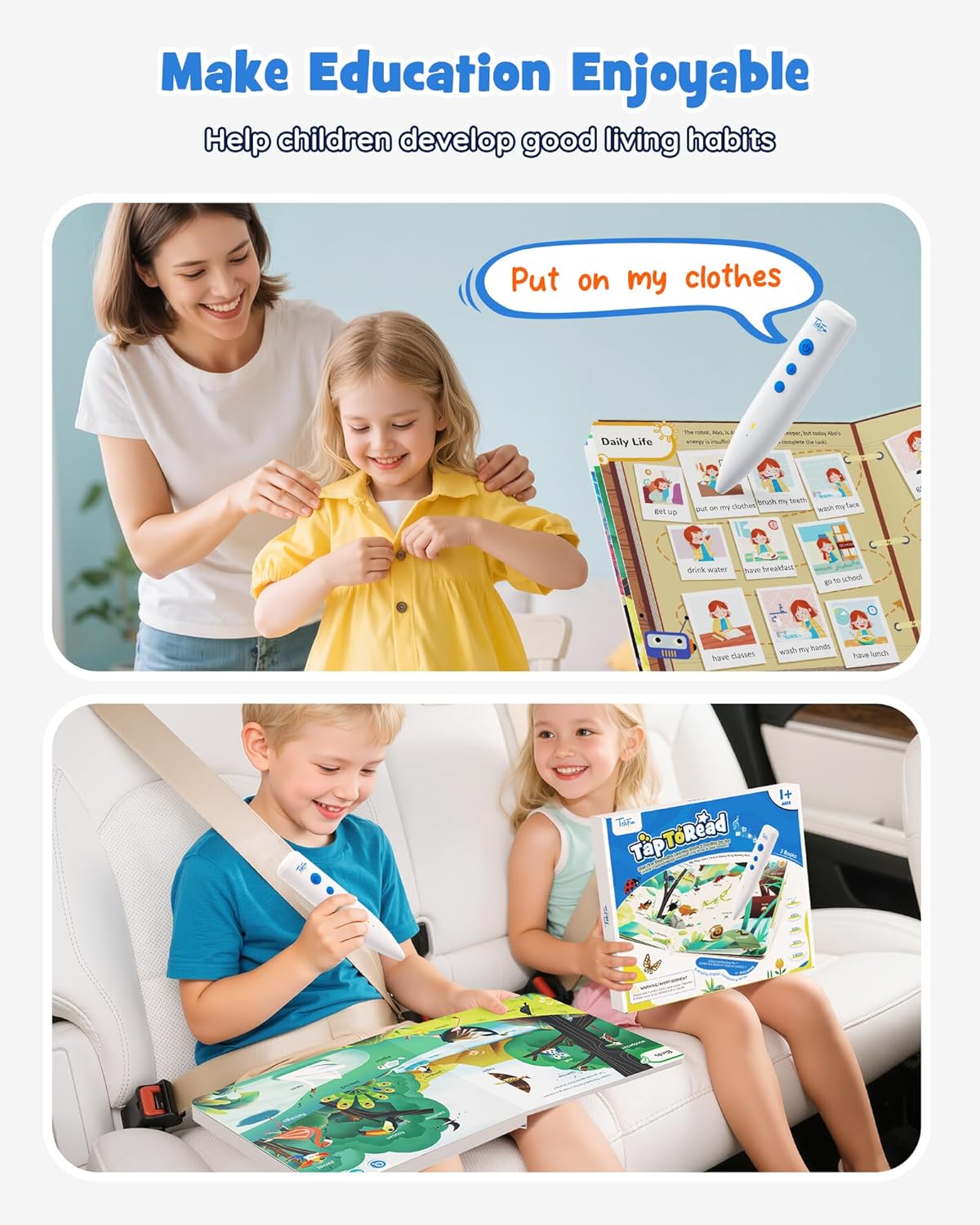 TEKFUN Learn to Read Words Books with Talking Pen, Educational Autism Sensory Toys for Kids, 500+ Learning Activities, Toddler Birthday Gifts for Boys Girls Ages 1-6 - Image 5