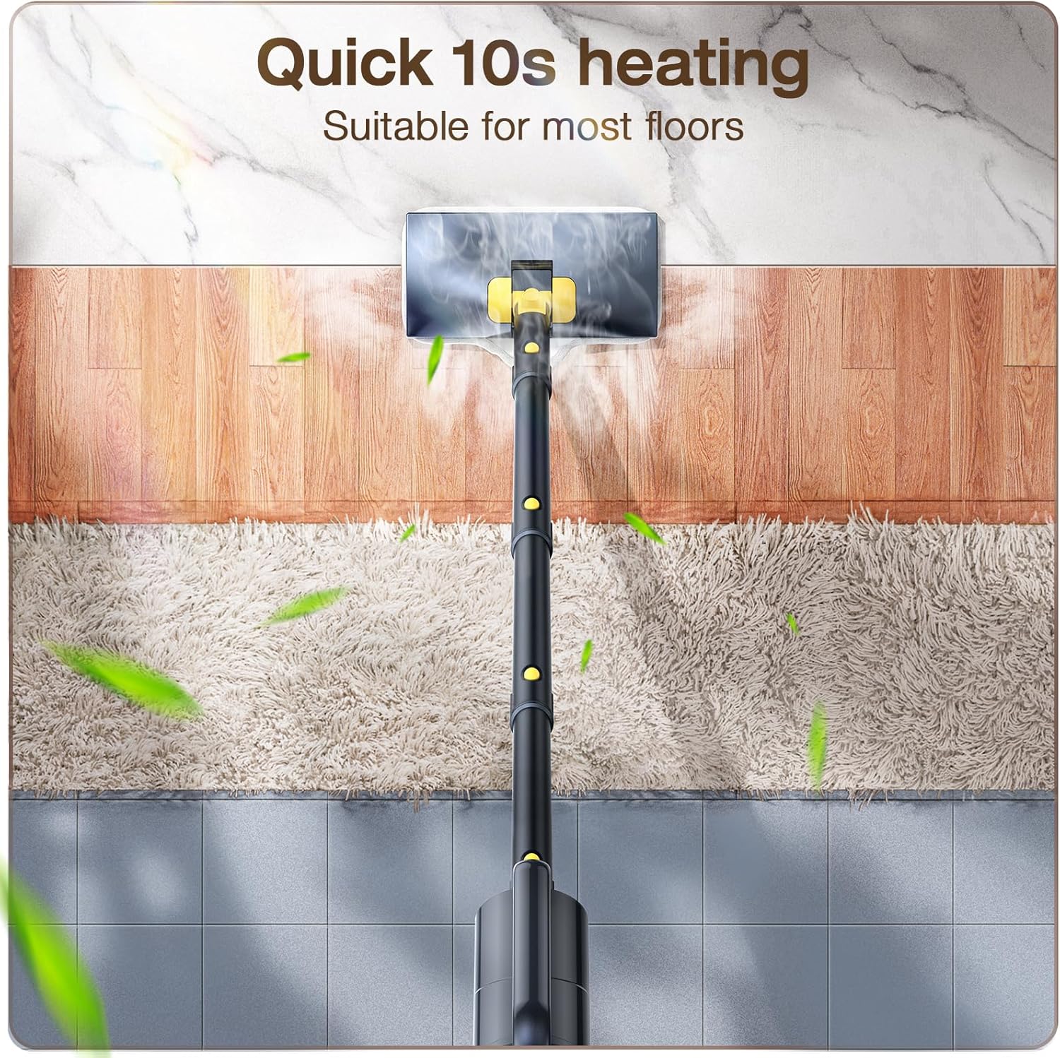 Steam Mop with Detachable Handheld Steam Cleaner, 10-in-1 Multi Accessories, Quick 10s Heat, 350ml and 2-Level Steamer for Cleaning Floor, Carpet, BBQ Grill, Tile, and Grout, Gray - Image 2