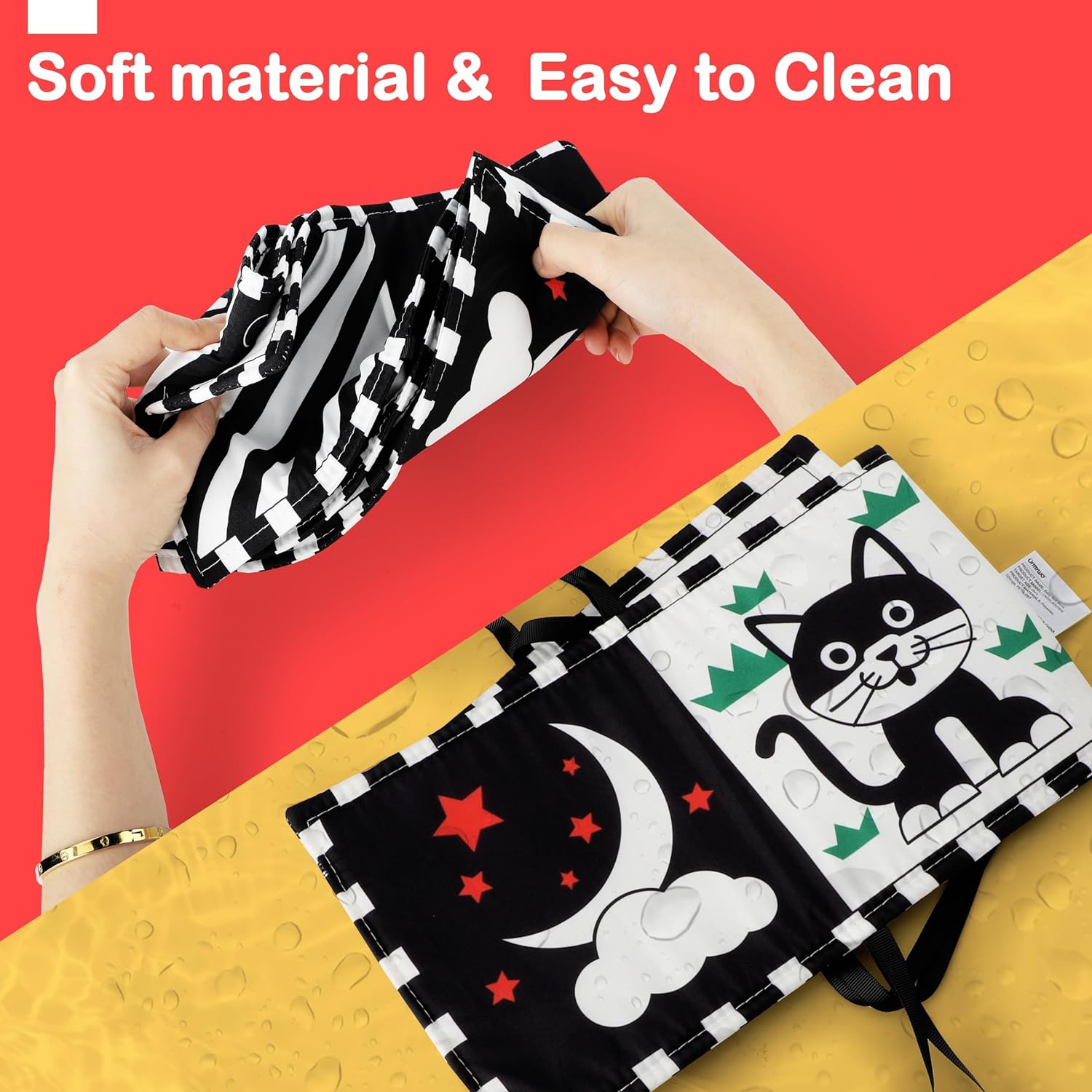 URMYWO Black and White Baby Toy, Tummy Time High Contrast Newborn Toys 0-3 Months, Soft Baby Book, Visual Stimulation Montessori Sensory Infant Toys 0-6-12 Months, Boy Girl Shower Gift - Image 6