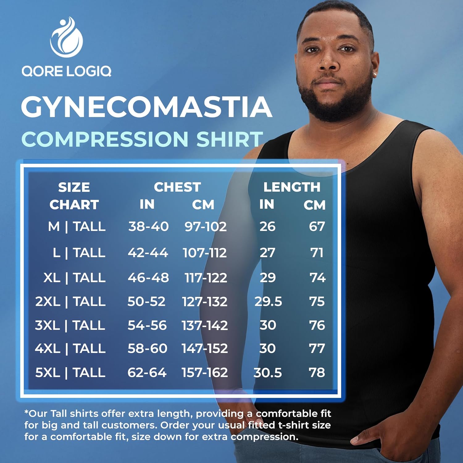 QORE LOGIQ Gynecomastia Compression Shirts for Men - Sleeveless Slimming Undershirts Tummy Control and Body Shaper Tank Top - Image 5