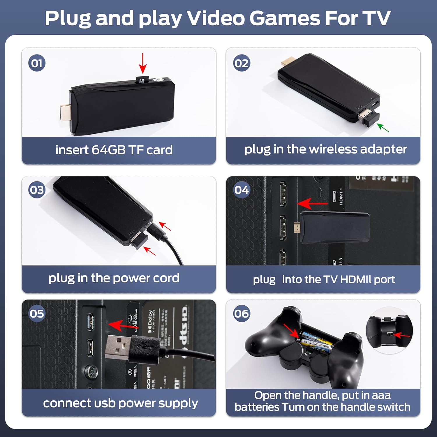 Retro Game Console, Retro Gaming Console, Wireless Retro Game Console, Plug & Play Video TV with 25200+ Built-in Games, 4K HDMI Output, and 2.4GHz Wireless Controller, 9 Classic Emulators (Black) - Image 5