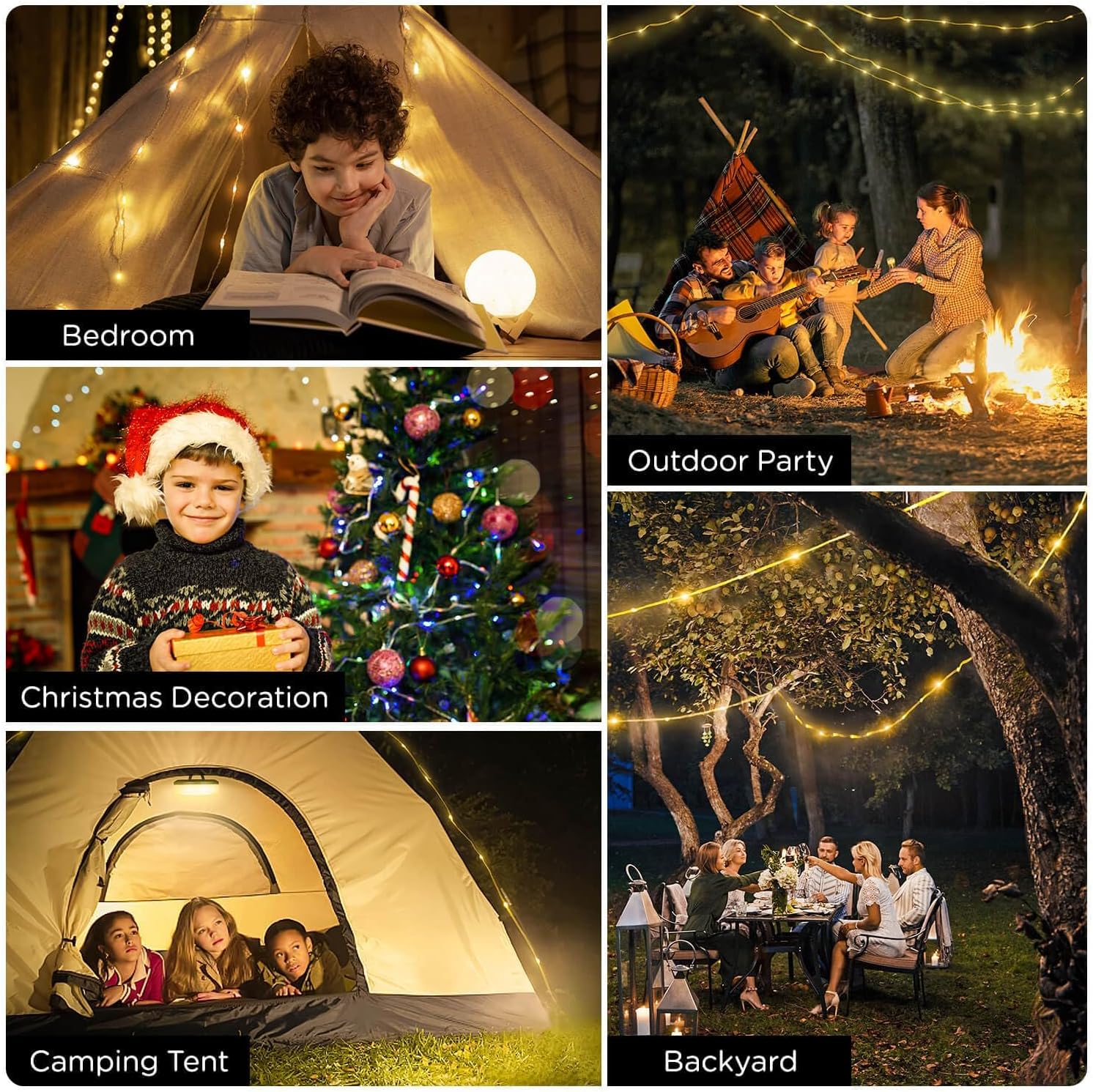 OGERY Camping String Lights, 4 in 1 Quick Storage 32.8FT Rechargeable Tent Lights String with 8 Lighting Modes, Hanging Waterproof Portable LED Lamp for Outdoor Patio Awning Garden Camping Essentials - Image 7