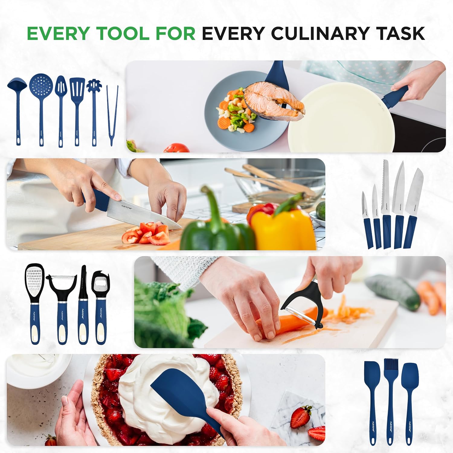 Nutrichef 54 Piece Professional Grade Complete Home Kitchen Cookware Set, Ceramic Non-Stick Bakeware, Pot and Pans Kit, Cool-Touch Handles, Safe for Gas, Electric, Induction Cooktops, Easy Clean - Image 5