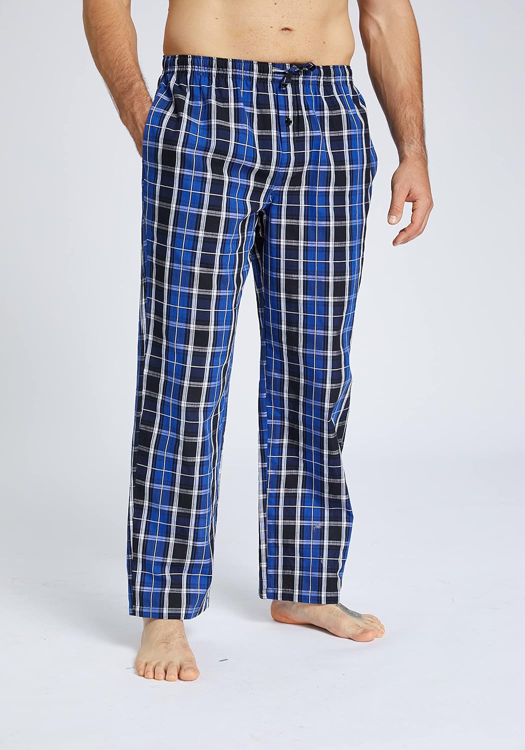 JupiterSecret Mens Pajama Pants Set Cotton Lightweight Plaid Sleep & Lounge Pants, PJ Bottoms with Pockets and Button Fly - Image 3