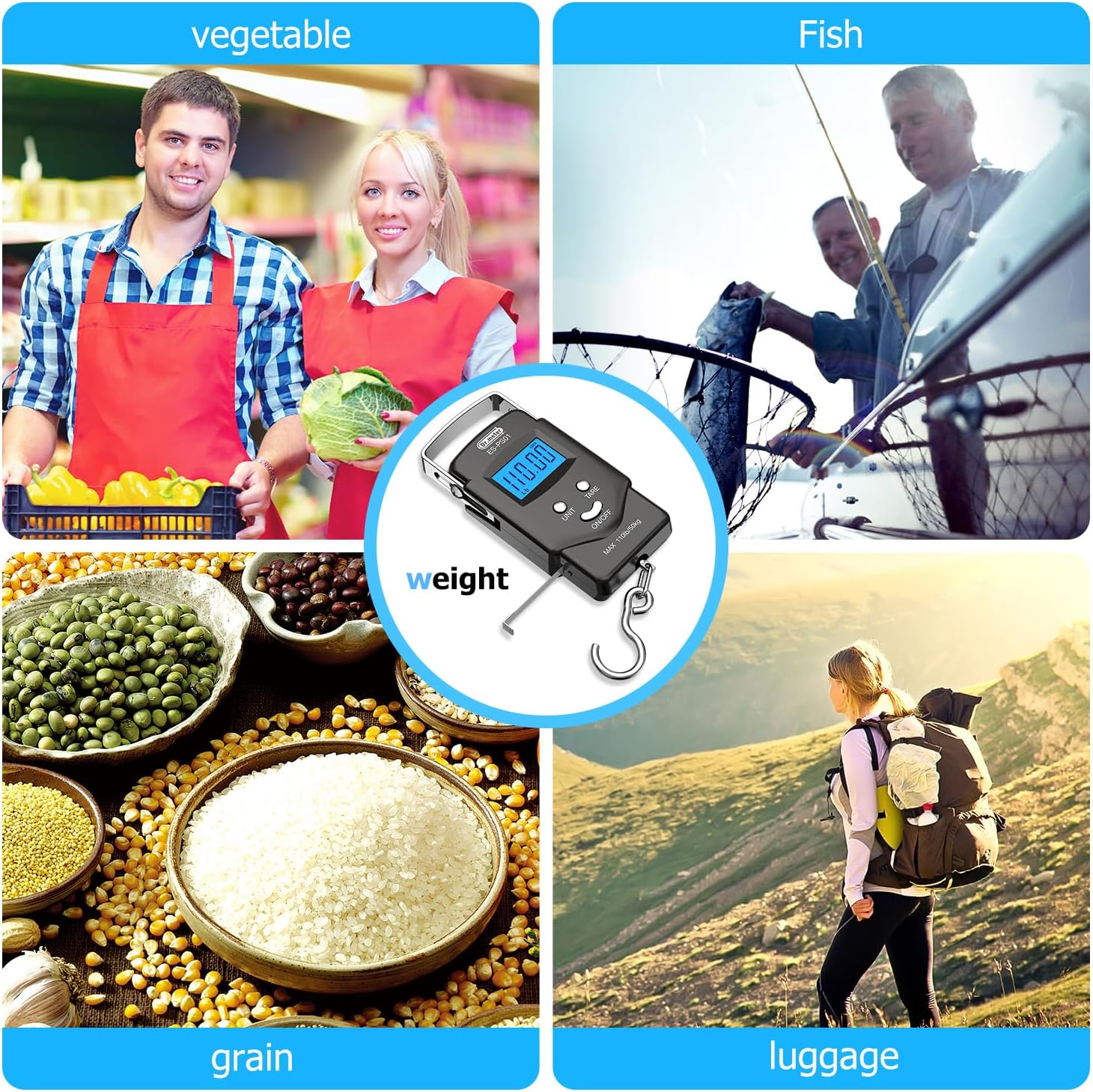 Dr.meter Fish Scale Luggage Scale Fishing Gear - 110lb Backlit LCD Display Digital Scale with Built-in Measuring Tape - Fishing Scale with 2 AAA Batteries, Pocket Size - Fishing Gifts for Men - Image 9
