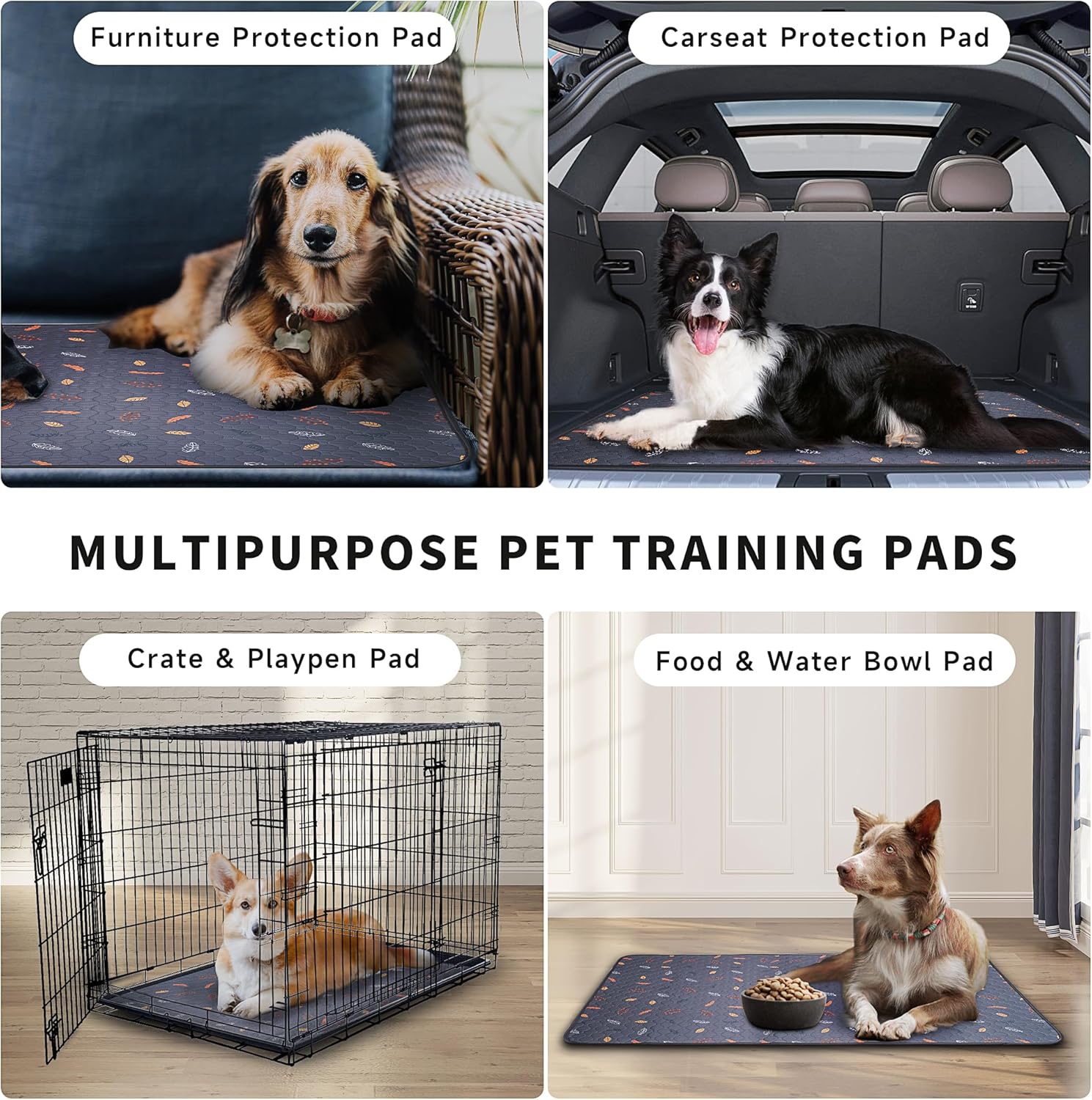 Sunheir Washable Pee Pads for Dogs , Thick Heavy Absorbency Reusable, Prevent Leakage, Waterproof , Non-Slip Pee Pads for Puppy Playpen, Crate, Whelping Box, Potty Training, Grey, 2 packs - Image 4