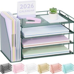 Spacrea Paper Organizer, Desk Organizers and Accessories for Desk with File organizer, Desk Accessories & Workspace Organizers for Catalog & Reference Racks (Dark Green)