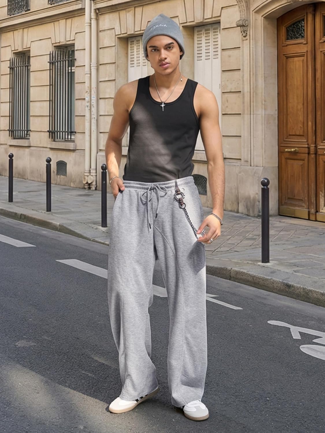 JMIERR Men's Casual Baggy Pants Wide Leg Travel Pants Streetwear Joggers with Pockets - Image 6
