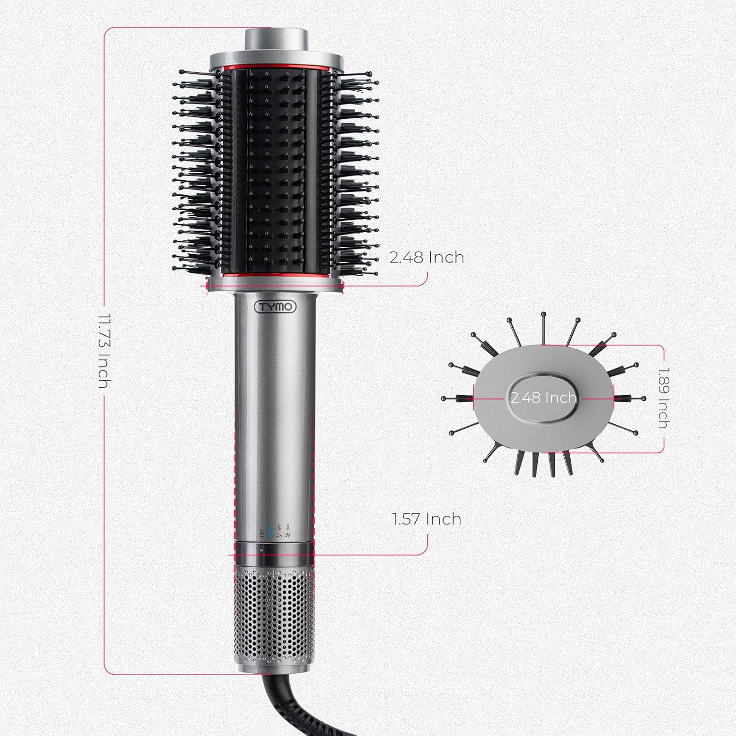TYMO 4.0 Hair Blow Dryer Brush - Lightweight 3X Faster Drying 5-in-1 Ionic Blowout Hair Dryer Brush Adds Shine, Volume & Fullness for Smooth, Anti-Frizz Straight, Curl & Blowout Styles, Metal Grey - Image 8