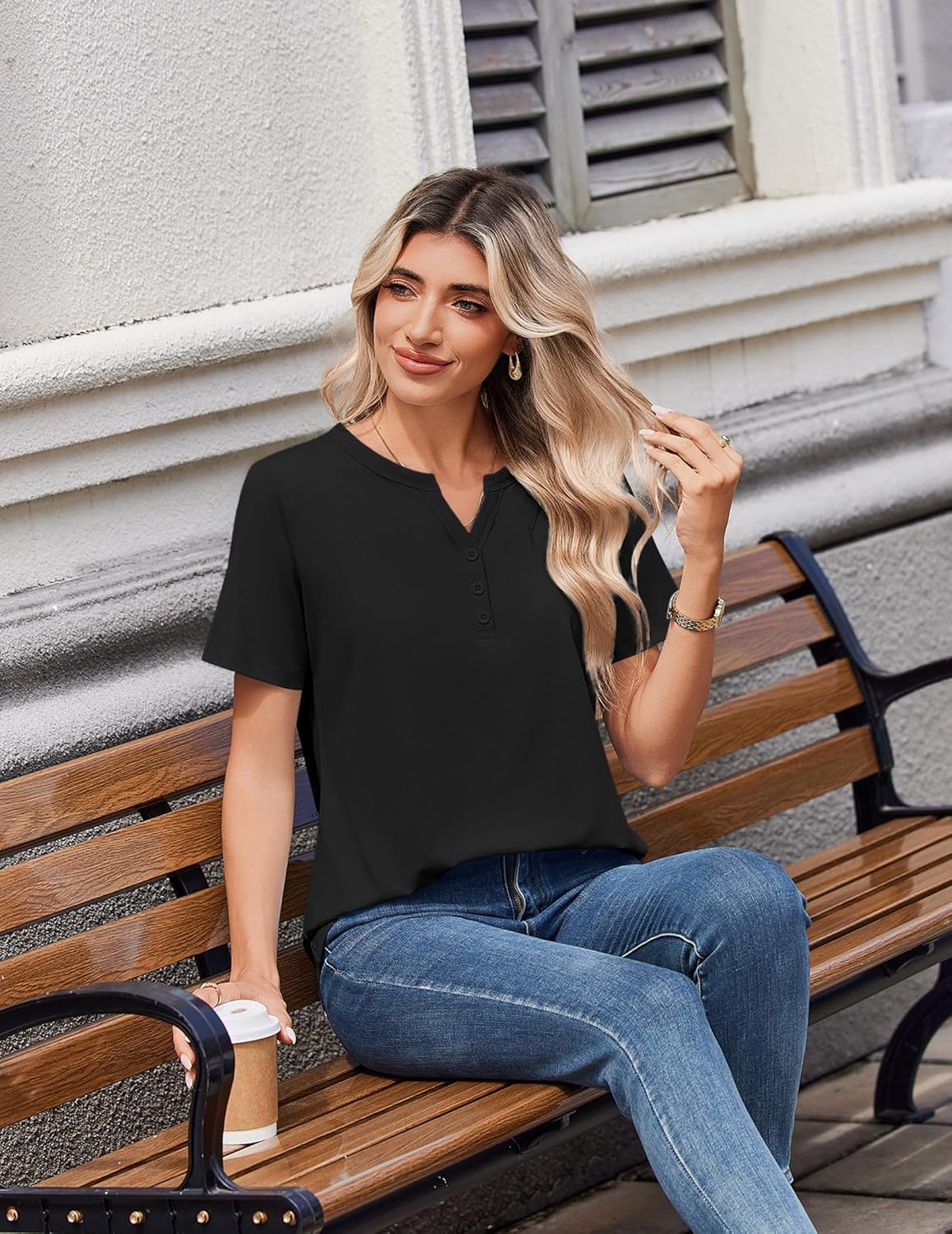 Zeagoo Womens Summer Tops V Neck Short Sleeve Shirts Dressy Casual Blouse Spring Vacation Tshirts Clothes - Image 5