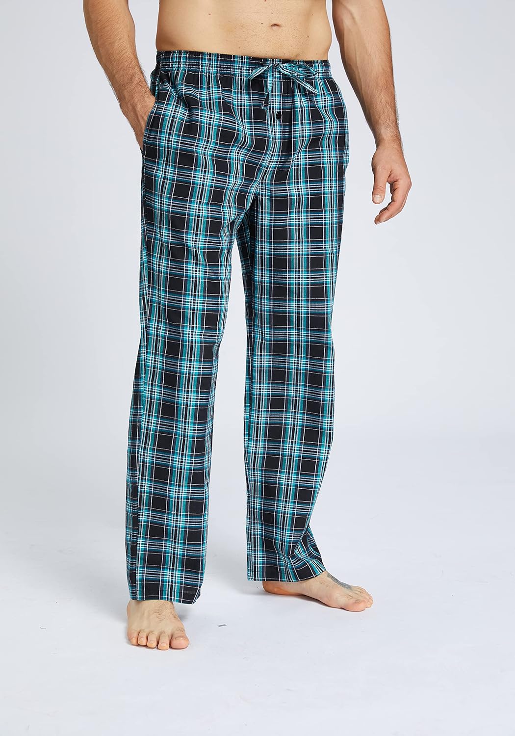 JupiterSecret Mens Pajama Pants Set Cotton Lightweight Plaid Sleep & Lounge Pants, PJ Bottoms with Pockets and Button Fly - Image 4