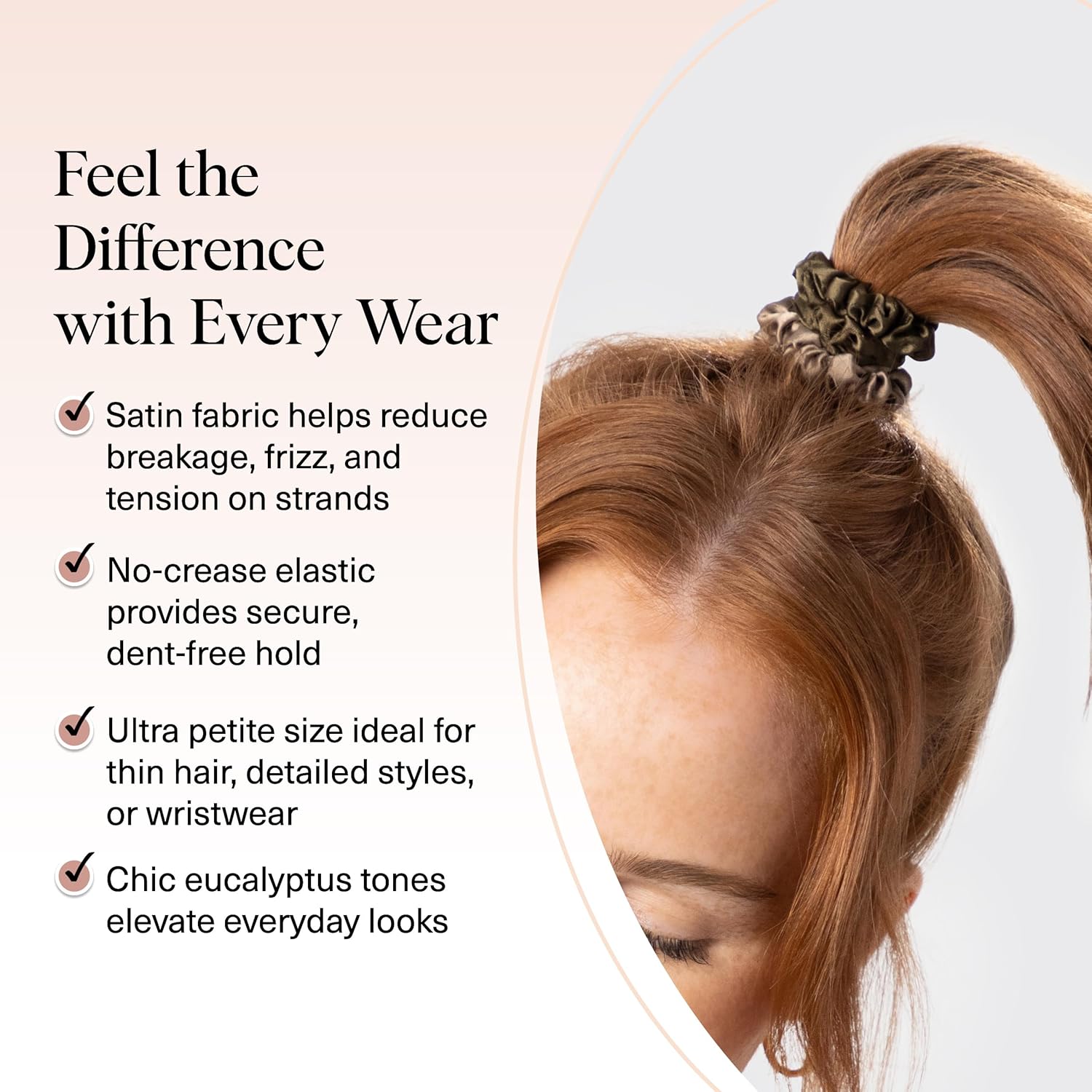 Kitsch Ultra-Petite Satin Scrunchies for Women - No Crease, Frizz-Free Sleep | Softer Than Silk Scrunchies Gentle On Hair Scrunchies for All Hair Types | Stylish Hair Accessories - Eucalyptus, 6pcs - Image 3