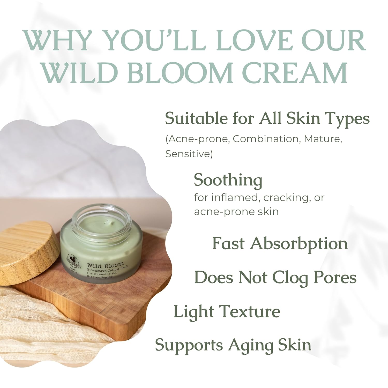 Hearth and Homestead: Handmade Wild Bloom Bio-Active Tallow Face Balm/Cream with Blue Tansy - Hydrate, Nourish, and Protect Skin - .7 oz - Image 2