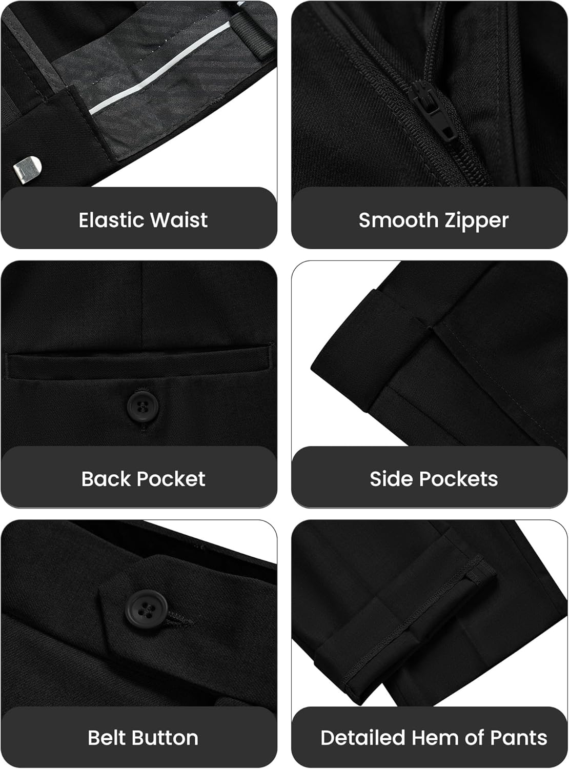 WULFUL Men's Slim Fit 3 Piece Suit, One Button Solid Blazer Business Party Jacket Vest Pants Set - Image 5