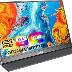 MNN Portable Monitor 15.6inch FHD 1080P USB C HDMI Gaming Ultra-Slim IPS Display w/Smart Cover & Speakers,HDR Plug&Play, External Monitor for Laptop PC Phone Mac (15.6” 1080P)
