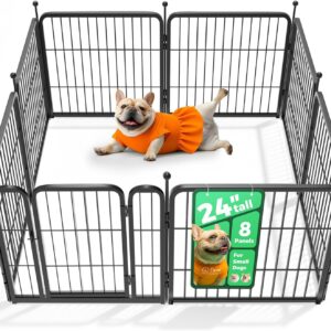 FXW Rollick Unleashed Dog Playpen for Indoor, Yard, RV Camping, 24 inch 8 Panels for Small and Puppy Dogs, Black│Patented