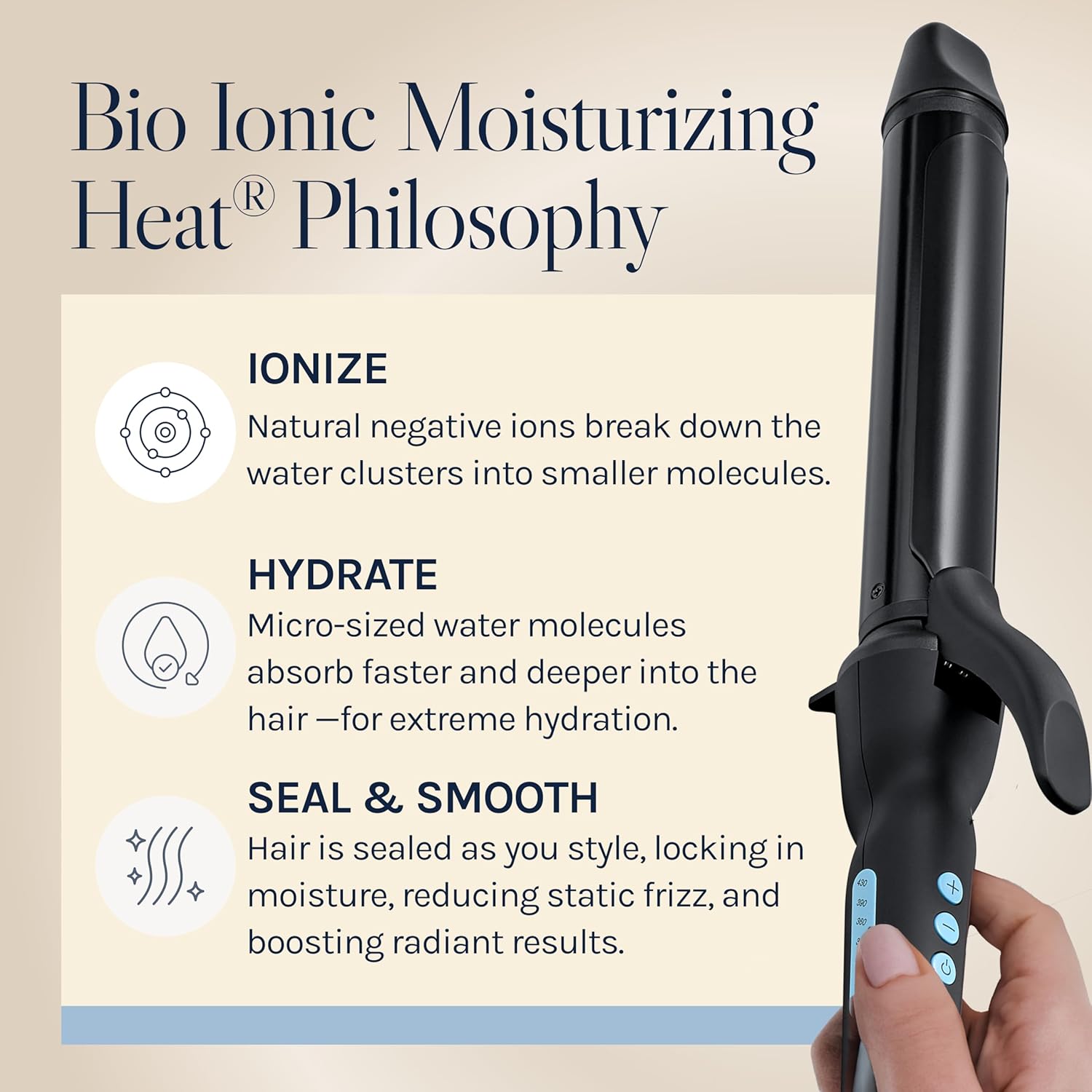 Bio Ionic Long Barrel Curling Iron with Moisture Heat Technology & NanoIonic MX Versatile Curling Wand - Multiple Barrel Sizes for Tight, Classic, Loose & Soft Curls - Image 8
