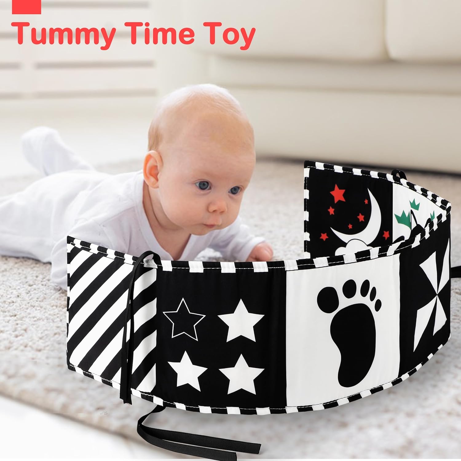 URMYWO Black and White Baby Toy, Tummy Time High Contrast Newborn Toys 0-3 Months, Soft Baby Book, Visual Stimulation Montessori Sensory Infant Toys 0-6-12 Months, Boy Girl Shower Gift - Image 7