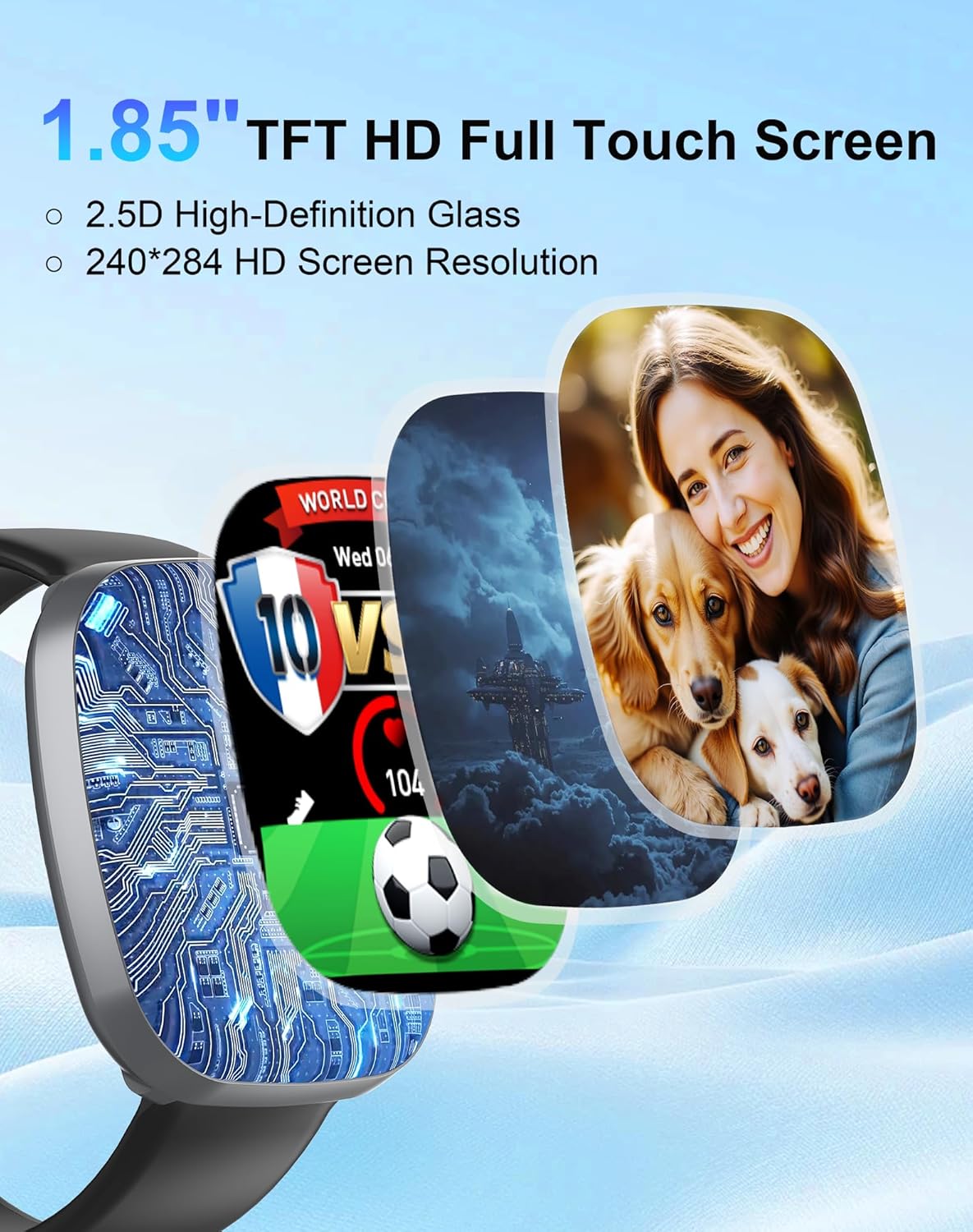 Smart Watch for Women Men, 1.85" HD Fitness Watch with 120 Sports Modes, 5.3 Bluetooth Call, 250+ Custom Dials, Heart Rate/Sleep Monitor Fitness Tracker, IP68 Waterproof Smartwatch for Android iOS - Image 3