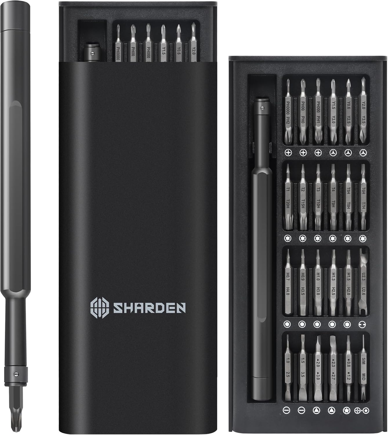 SHARDEN Precision Screwdriver Set, Small Screwdriver Set with Torx, Pentalobe, Tri-wing, Mini Repair Tool Kit for PC, Laptop, MacBook, Computer, iPhone, PS5, Watch, Glasses, Electronic (49 in 1 Black)
