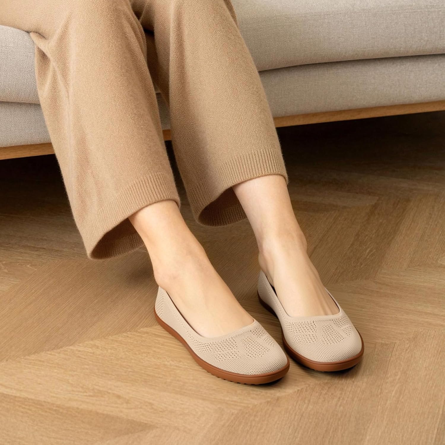 DREAM PAIRS Women's Ballet Flats Dressy Arch Support Wide Toe Box Knit Flats Comfortable Round Toe Slip On Travel Work Business Office Barefoot Shoes - Image 2