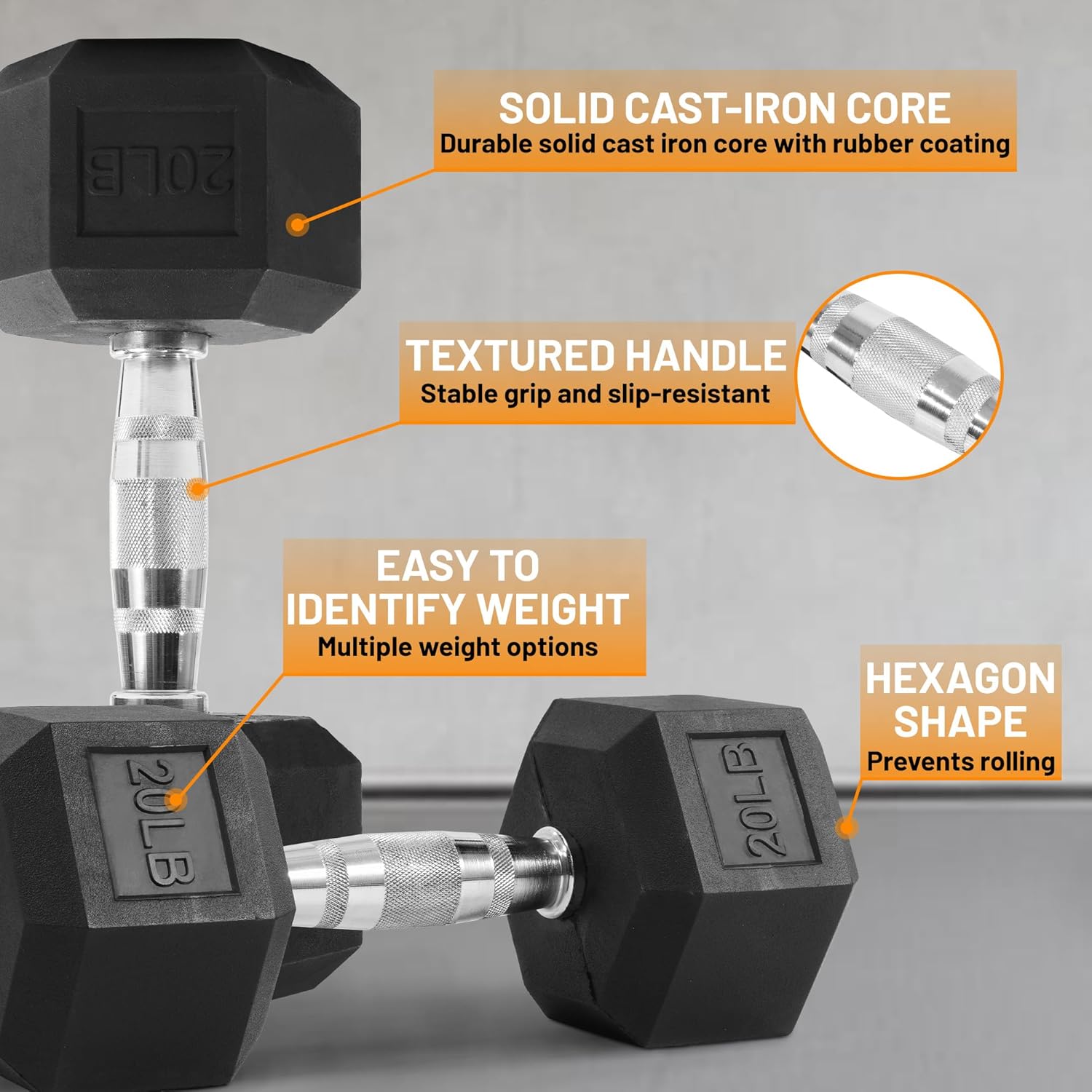 Fitvids Rubber Coated Hex Dumbbell Set with Storage Rack, 100/150/200/550 LB Hand Weight Set with Anti-Slip Grip for Home Gym - Image 4
