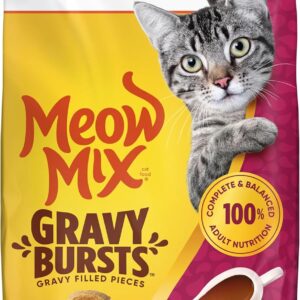 Meow Mix Gravy Bursts, Savory Chicken Flavor Mix, Gravy Filled Dry Cat Food, 3 lb. Bag