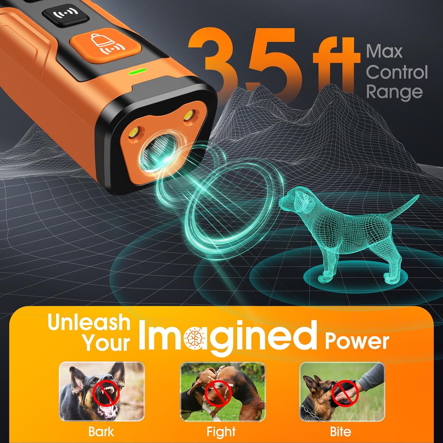 Stop Dog Barking Fast & Safely, Ultrasonic Bark Deterrent for Indoor Outdoor Use, Anti Barking Device for Dogs with 4 Modes, 50ft Range, Easy to Use No Bark Device for a Quieter Home - Image 3