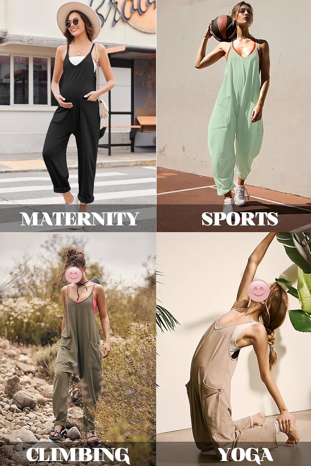 Ekouaer Womens Jumpsuit Sleeveless Casual Summer Overalls Jumpers Spaghetti Strap Baggy Long Pants Rompers with Pockets - Image 4