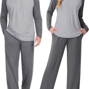 PrinStory Men’s Pajama Sets Loungewear Sleepwear Pjs Lightweight Long Sleeve Shirts and Bottoms Soft Comfy Sleep Sets S-4XL