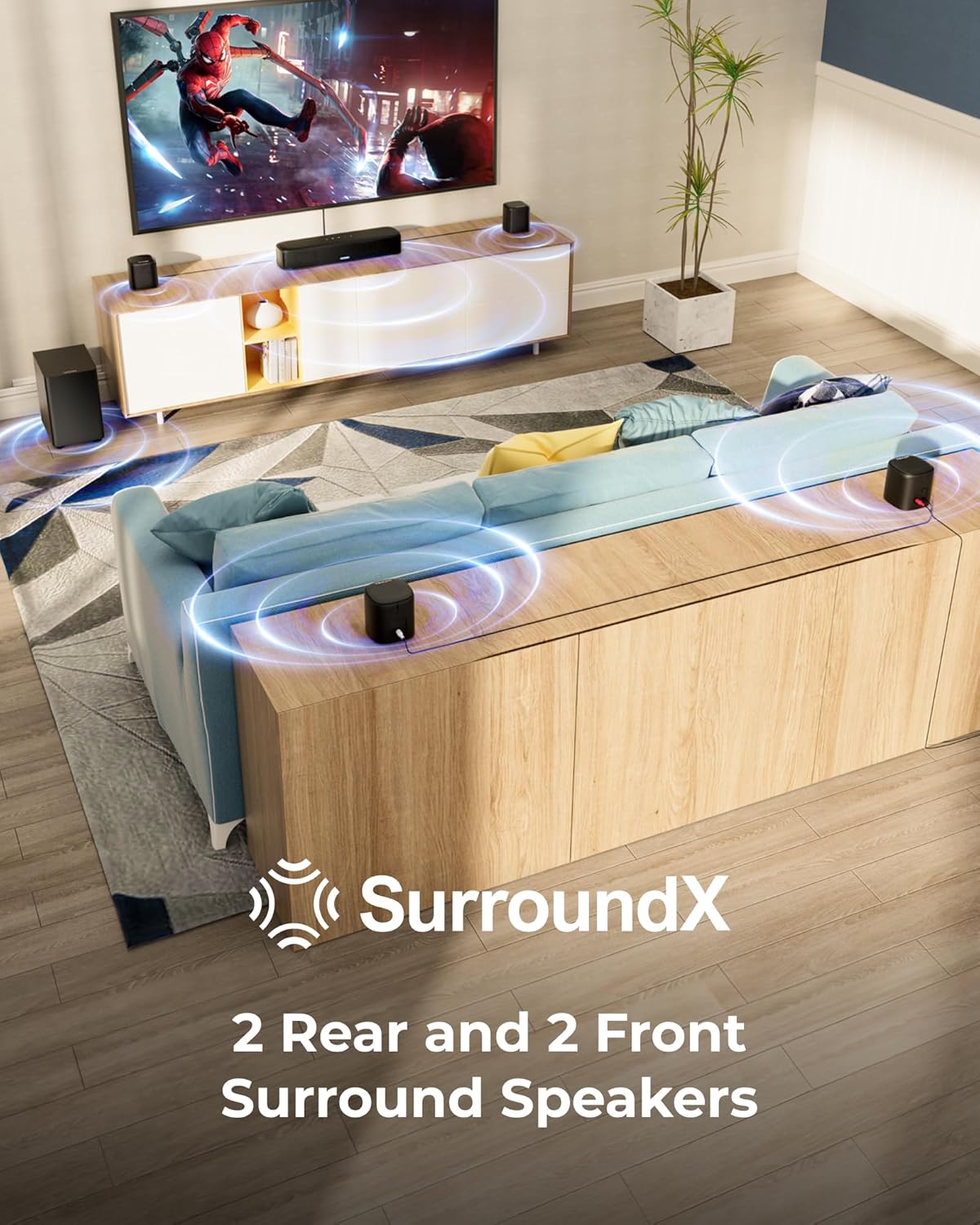ULTIMEA 7.1ch Surround Sound Bar for Smart TV, with 4 Surround Speakers, Peak Power 330W, Surround Sound System Soundbar with Subwoofer, HDMI ARC, Bluetooth 6.0, Optical, Aux, Aura A40 Pro, 2026 Model - Image 3