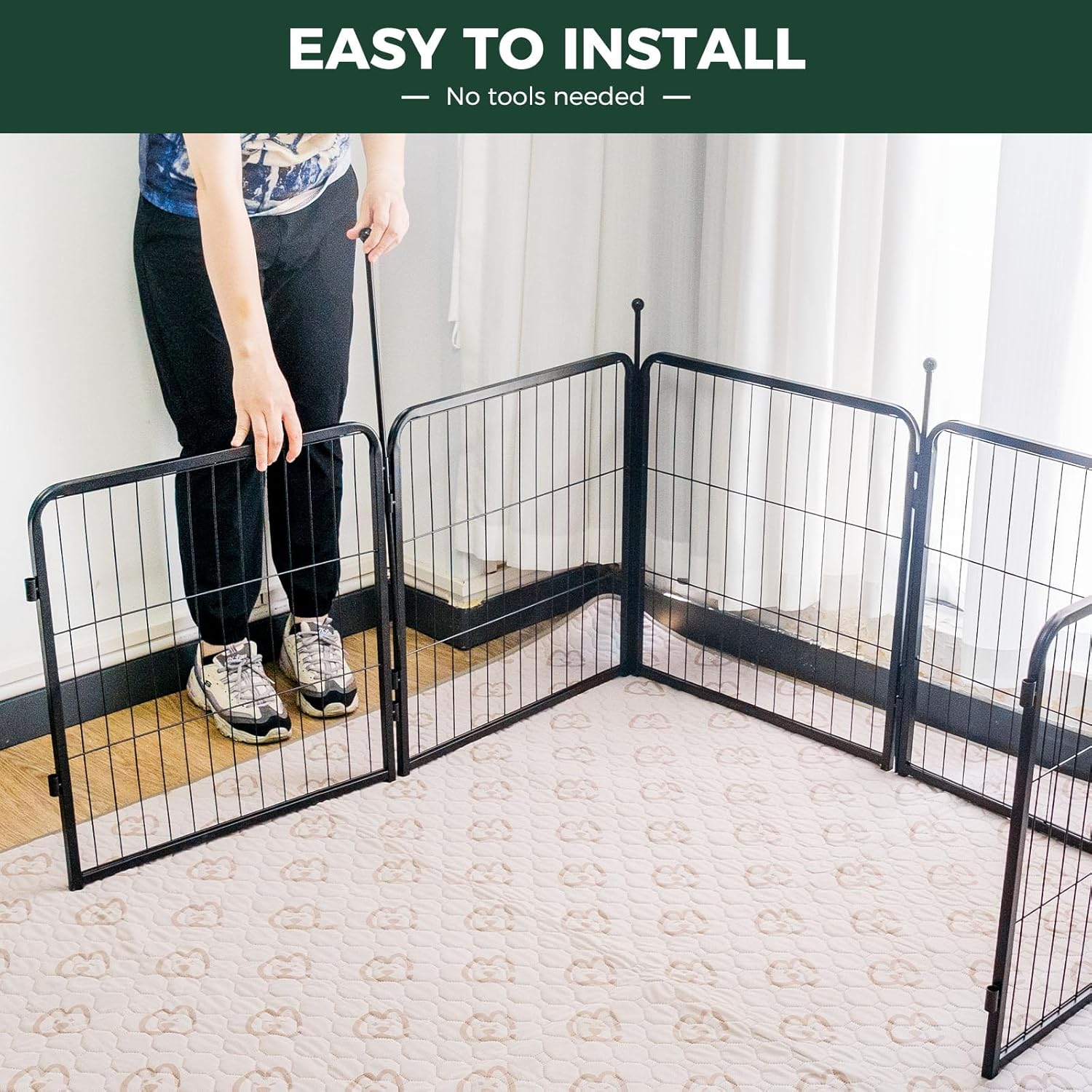 FXW Rollick Unleashed Dog Playpen for Indoor, Yard, RV Camping, 24 inch 8 Panels for Small and Puppy Dogs, Black│Patented - Image 5