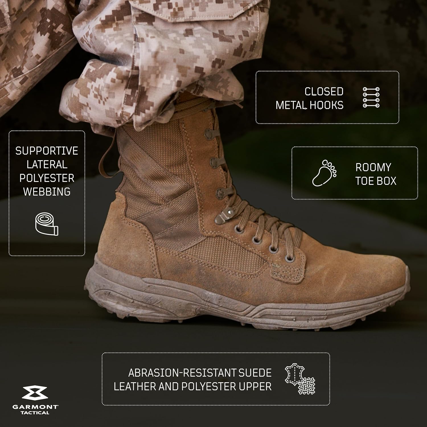 GARMONT TACTICAL T8 NFS 670 T.A.A. Military Combat Boots for Men and Women, Army, Air Force, T.A.A., AR670-1 and GSA Compliant Footwear, Lightweight, Suede Leather - Image 4