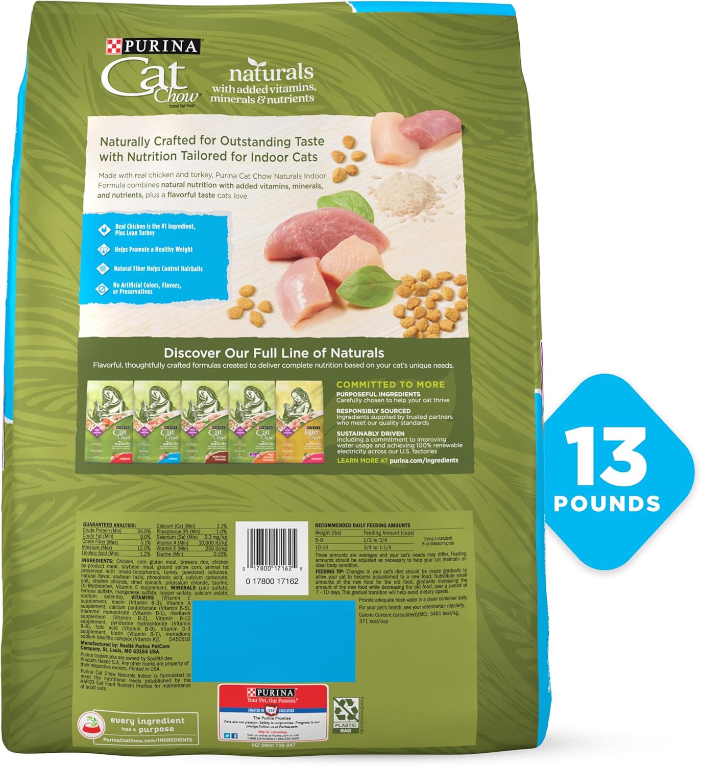 Purina Cat Chow Hairball, Healthy Weight, Indoor, Natural Dry Cat Food, Naturals Indoor - 13 lb. Bag - Image 9