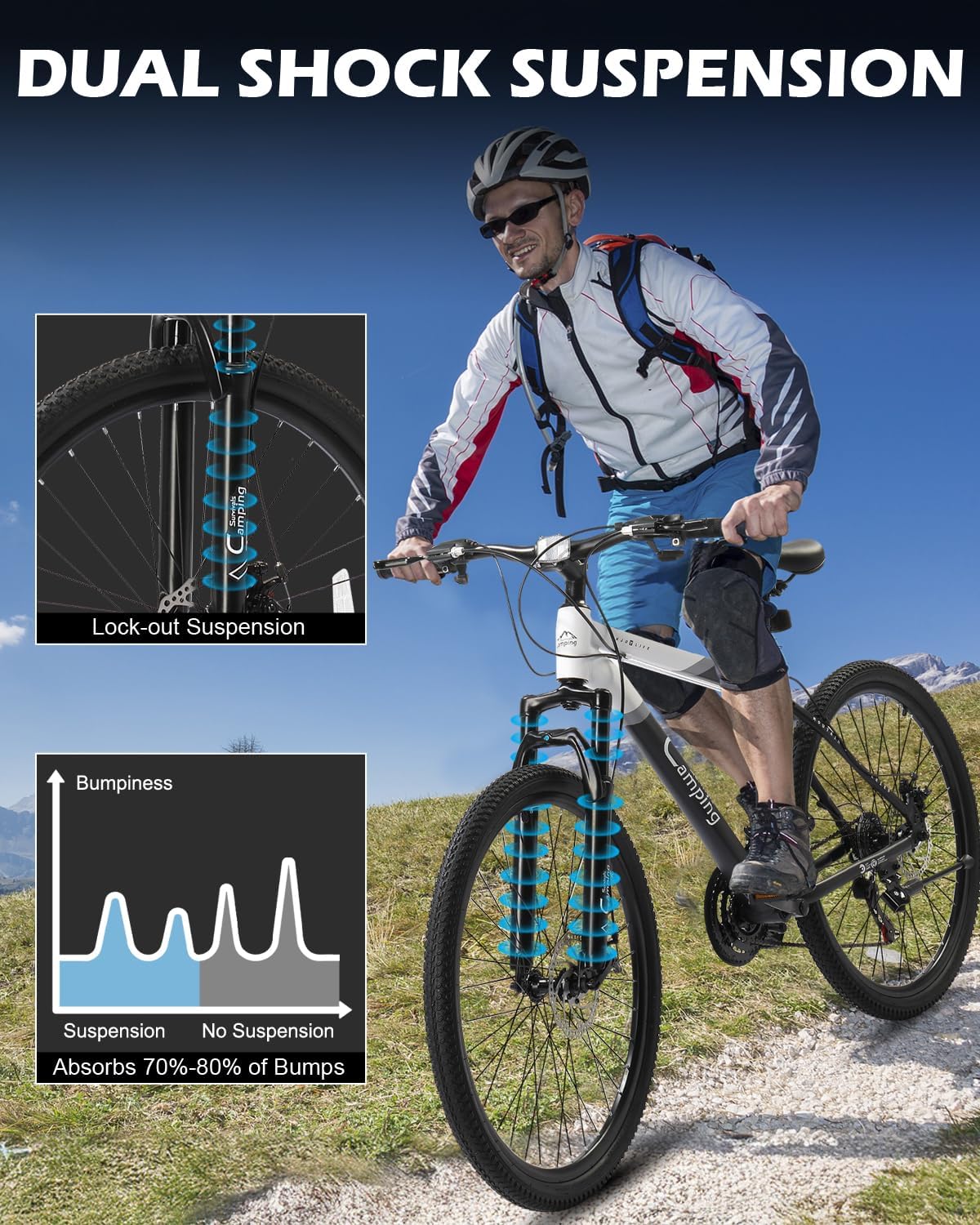 CamPingSurvivals 26/27.5" Mountain Bike 21 Speed Men's Mountain Bike with Lightweight Aluminum Frame, Powerful Dual Disc Brake, Precision 21 Speed Shifting, Men's Bicycle for Commuter & Travel - Image 5