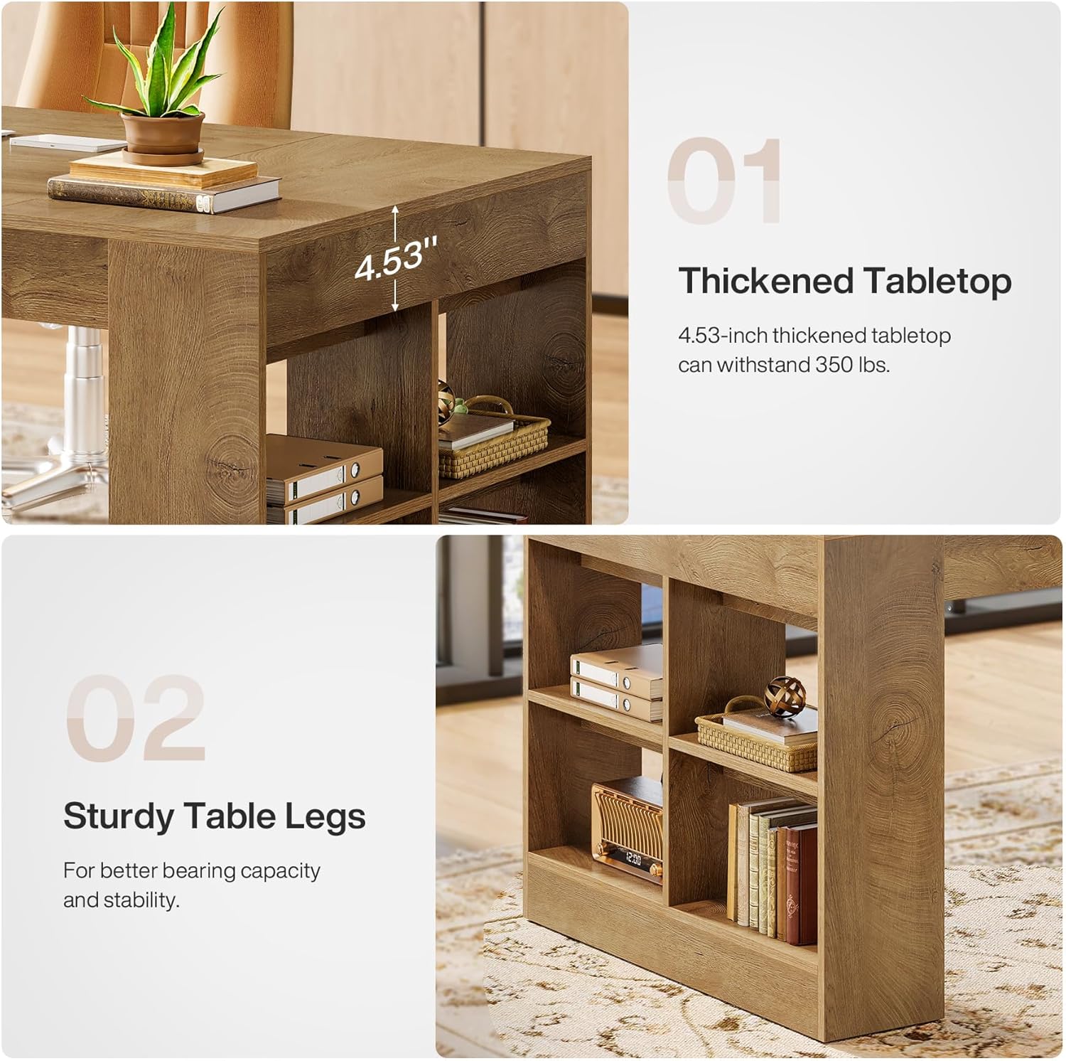 Tribesigns 70.9-Inch Executive Desk with Storage, Large Office Computer Desk with Shelves, Modern Wood Writing Table Business Furniture Workstation for Home Office, Rustic Brown - Image 6