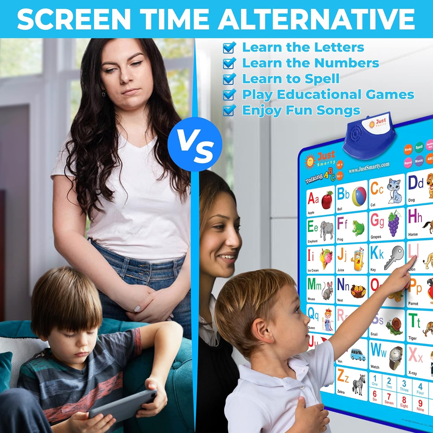 Just Smarty Alphabet Wall Chart for Toddlers 1-3 | ABCs & 123s Kids Learning Toy | Educational Gift for Infant Ages 1 2 3 4 5 | Speech Therapy for Kids 1-3 | Autism Toys for Toddlers 3-4 - Image 4